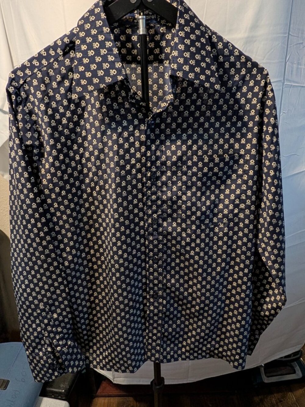 BROODY APPAREL Navy Blue Men's Dress Shirt Sz XL VINTAGE/Excellent